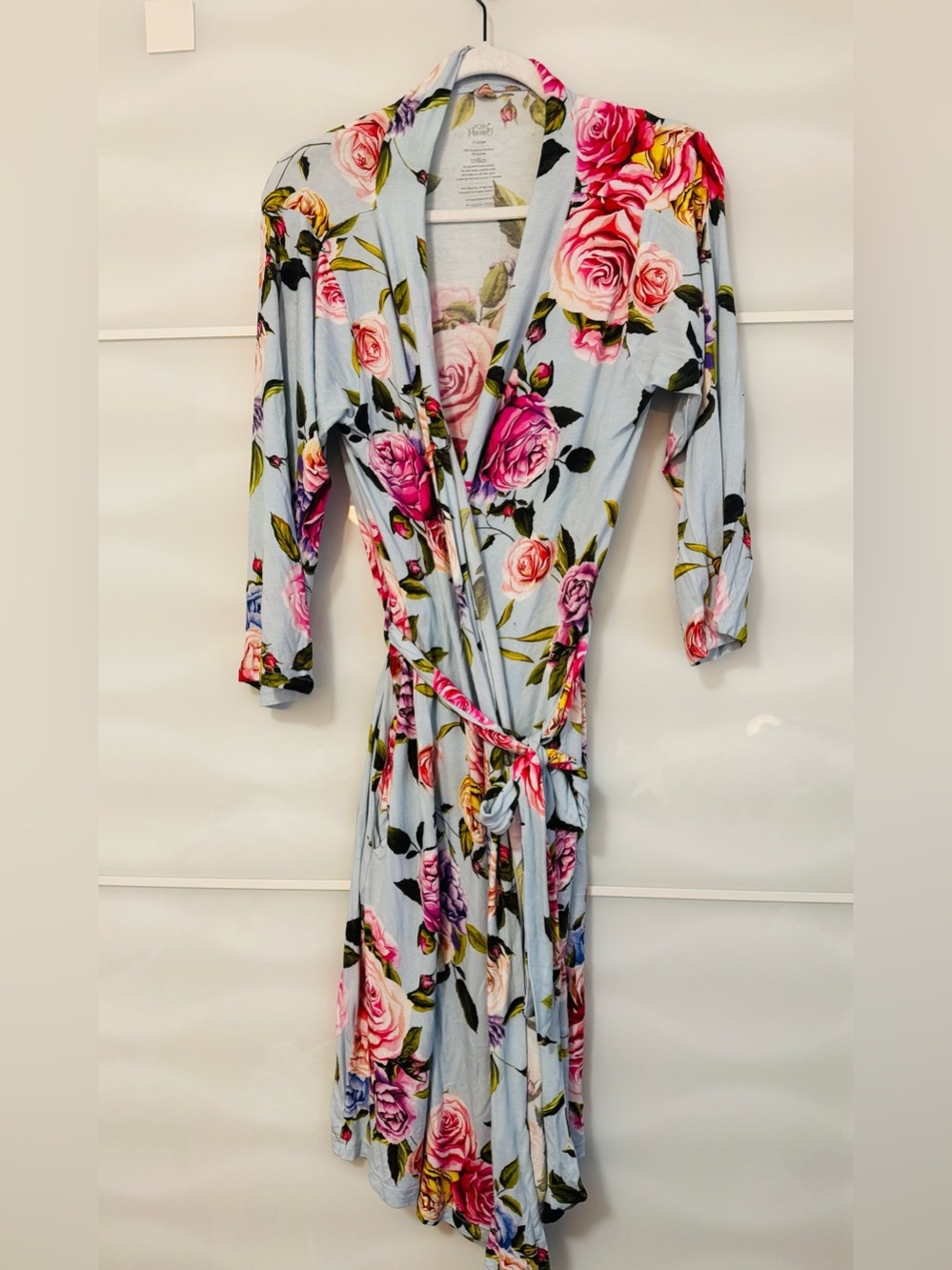 Posh Peanut maternity robe country rose print stretch viscose XL blue pink flora - Picture 5 of 7